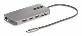 StarTech.com USB-C Triple-Monitor Multiport Adapter, Dual 4K 60Hz + 4K 30Hz HDMI  AND  DisplayPort, 4-Port USB Hub, 100W PD Pass-Through, GbE, SD/MicroSD Card Readers
