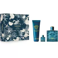 Versace  Eros for Men - 3-Piece Gift Set: 3.4oz EDP Spray, 0.17oz EDP Splash (Mini), 5oz Shower Gel
