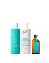 Moroccanoil Set: Hydration, Paraben-Free, Hair Conditioner, Moisture and Shine, 250 ml + Hydration, Paraben-Free, Hair Shampoo, Moisture and Shine, 250 ml + Hair Oil Treatment, Revitalizing  AND  Fort