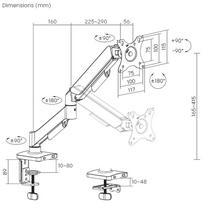 Monitoriaus laikiklis prie stalo DELTACO, mechaninė spyruoklinė, 17 32 colių, 9 kg / ARM-534-B / 1903415