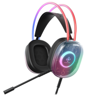 DH230 pusiau permatomos žaidimų ausinės DELTACO GAMING, RGB apšvietimas ant galvos juostos ir ausų kaušelių / GAM-186 / 4222394