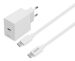 DELTACO USB-C sieninis įkroviklis, 1x USB-C PD 20 W, 1 m USB-C laidas, baltas, USBC-AC146
