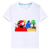 Rainbow Friends kids T-shirt Casual Short Tops 100%Cotton Anime Tees boys girls clothes y2k one piece Summer Children clothing 100 balta