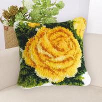 Flower Embroidery Latch Hook Kit Knotted Cross Stitch Pillow Smyrna Button Package Pillow Embroidery Latch Hook Kit For Knitting 36x36cm