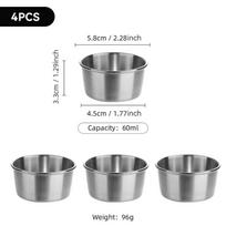 4 vnt. nerūdijančio plieno padažų indelių, buitinių prieskonių lėkštelių, mini stalo aksesuarų 4pcs sidabras