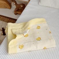 100% Cotton Muslin Gauze Throw Blanket  4 Layer PreWashed, Breathable Soft, Retro Animal Polka Dot Patterns, Yellow,All Season Cozy Blanket for Couch 120×150cm