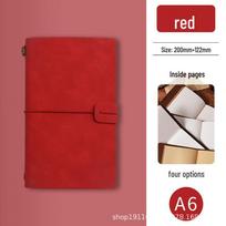 Vintažinis kelioninis dienoraštis su laisvais lapais - Minkštas viršelis, kniedėmis surištas dienoraščio sąsiuvinis Blank (Kraft, 2 notebooks) raudona