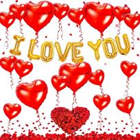 Romantic Rose Petals Balloon Set for Love Celebrations Heart