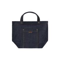 A.P.C. Contrast Color Embroidered Logo Cotton Tote Bag Women tote bags Blue COCSX-M61831 Basic Set (Bag+Dust Bag)