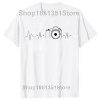 Juokingi Fotografas Širdies Ritmas Fotografija Kamera Marškinėliai Vasaros Stilius Grafinis Medvilniniai Gatvės Drabužiai Trumpomis Rankovėmis Dovanos T-shirt Vyrams S