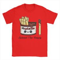 Nutella Spread the happy T Shirt Unisex Pure Cotton Humorous TShirt Round Collar Tees Short Sleeve Clothing Birthday Gift S beige