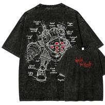 Bioshock Anime Washed Tshirt Year Round Clothing Personality Clothes Plus Size Unisex NewModel Couples High Quality Soft S