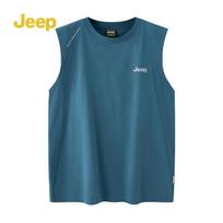 JEEP Men's Summer Lightweight Casual Sleeveless Tank Top L karališkos mėlynos spalvos