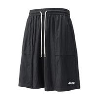 JEEP Men's Loose Fit Straight Cargo Shorts M vientisa juoda spalva
