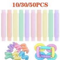 103050PCS Diameter 1.9cm Pop Tubes Sensory Fidget Toys Stress Relief Stretch Tubes For Kids Adult Birthday Party Gifts juguete