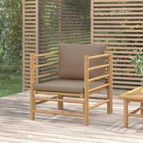 Vidaxl Sofa Ogrodowa Z Poduszkami W Kolorze Taupe, Bambusowa
