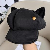Cute Cat Ears Women's Beret Anime Japanese Style Newsboy Cap Cat Paw Pattern Sweet Baseball Cap Everyday Outfits