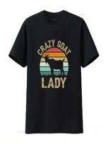 Crazy Goat Lady T Shirt Lover Funny Animal Cotton For Farm Enthusiast Mom Vintage Washed Top For Everyday Wear Fashion S įvairiaspalvis