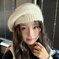 Warm Knitted Berets Hat Retro French Artist Hat Winter Octagonal Cap  for Women balta