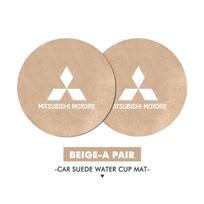 2PCS Car Suede Coaster Water Cup Holder Anti-slip Pad Mat Accessories For Mitsubishi Outlander Lancer Eclipse Mirage Xpander