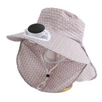 Solar USB Anti-UV Solar Fan Cap USB Charging Breathable Cooling Fan Hat Floral Design Long Sun Shield Sun Cap Sun Protection