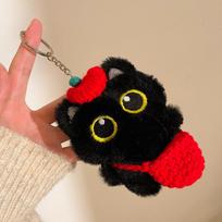 Plush Doll Doll Pendant Black Cat Keychain Chain Girl Bag Gift Pendant Versatile Pendant Schoolbag Accessories