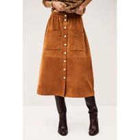 European and American women's clothing retro corduroy single-breasted high-waisted autumn and winter fashion classic skirt us size s