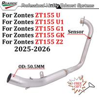 Slip On For ZONTES ZT155 ZT 155 U U1 G1 GK Z2 2025 2026 Motorcycle Euro 5 Exhaust Modify 51MM Muffler Escape Front Mid Link Pipe Multi-piece