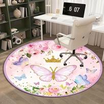 3D Butterfly Rose Print Round Carpet Area Rug for Living Room Bedroom Floor Decoration Rug Chair Rug Non-Slip Rug Christmas Birthday Gift 100cm X 100cm gray