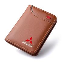 PU Leather Car Wallet Card Holder for Mitsubishi Outlander Lancer ASX Mini Credit Card Case Portable Auto Accessories ruda