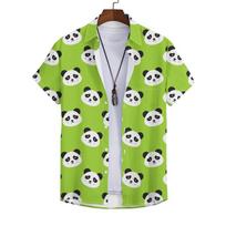 Green Panda Hawaiian Shirts Beach Summer Men's Shirt Tropic Shirts Women Fashion Blouse Short Sleeve Vocation Tops S