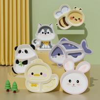 SHALL Kids Panda Divided Melamine Plate with Spoon