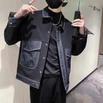 Spring and Autumn Hong Kong Style Denim Jacket Men's Loose Handsome Top Trendy Korean Style Ins Casual Jacket L