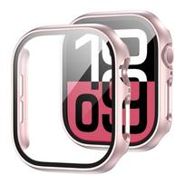 Cover For Apple Watch Case 11 10 46mm 42mm Accessories Screen Protector HD Tempered Glass PC Bumper iWatch Series 11 Protective 42mm Series 10 11 rožinės rožinės spalvos
