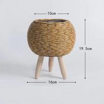 Flower Pot Rustic Rattan Planter with Wooden Legs Versatile Hand Woven Storage Basket for Indoor Outdoor Flower Plants Decor New (as the picture,as show)