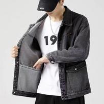 Fall High-end Denim Jacket Men's Baggy Multi-pocket Trend Matching Handsome Top Large Size Lapel Casual Jacket M pilka spalva