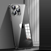 HD skaidrus magnetinis belaidžio įkrovimo aliuminio metalinis buferio dėklas, skirtas iPhone 12 13 14 Pro Max objektyvo stiklo apsauginės plėvelės dangtelis For iPhone 12 juoda