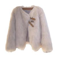 Auutmn Winter Lady Cardigan Coat Furry Pliušinė sagtimi ir dirželio dekoro V kaklelis ilgomis rankovėmis pastorintas vientisos spalvos dirbtinio kailio megztinis megztinis striukė M chaki