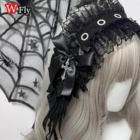 Steampunk Y2K Wing Headwear Bow Headband Lolita Gothic Dark Angel Headwear and Hair Accessories juoda