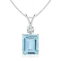 Arena Gems Juvelyriniai dirbiniai Smaragdo formos Mėlynas akvamarinas 5,8 ct Pakabukas, 925 prabos sterlingų sidabras S mėlyna