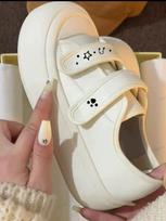 Velcro platform white shoes women's 2025 new summer milk white two wear ugly cute big head board shoes casual bread shoes 35