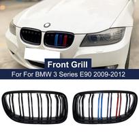 Automobilio priekinės inkstų grotelės M spalvos, skirtos BMW E90 LCI 3 serijos sedano universalui, 2009–2012 m. dvigubos linijos gaubto grotelės, 2 lentjuostės, lenktynės