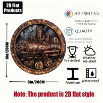 Vintage Steam Train Round Metal Tin Sign 8x8 Inch Wall Decor For Home Bar įvairiaspalvis