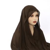 Chiffon Instant Hijab With Bulit-In Magnets Muslim Woman Hijab Solid Color Easy To Wear Shawl Wrap With Undercap Famme Headscarf