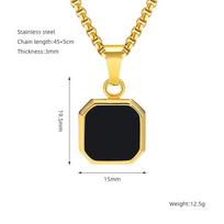 Hot-selling titanium steel hip-hop turquoise pendant men's and women's geometric European and American fashion non-fading necklace jewelry 18K