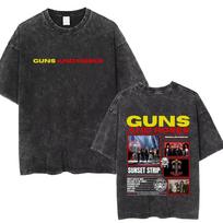 Wasehd Vintage Guns N Roses Bullet Rock Band Music Black T Shirts Unisex Women Casual Oversized Short Sleeve Unisex Fashion Tshirt M