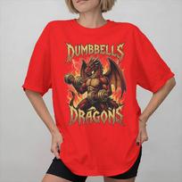 Dumbbells and Dragons Print T Shirt for Unisex Women  100 Cotton  Tee Shirt Clothing S