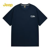 JEEP P85FMKT516 Unisex Short Sleeve T-shirt 3XL tamsiai mėlyna spalva