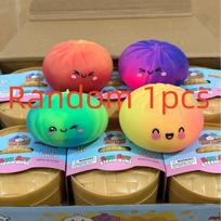 Rainbow Dumpling Squishes Stress Balls Fidget Sensory Toys Simulation Food Squishy Bun with Steamer Squeeze Toy Fans Gift