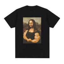 Funny Mona Lisa Fitness Tshirt Muscles Gym Casual Graphic Short Sleeve 2026  Tshirts Unisex Fashion Casual Oversized T Shirt XL